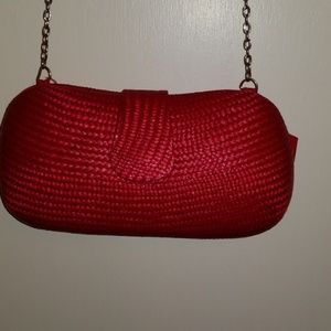 Red Straw Crossbody Purse